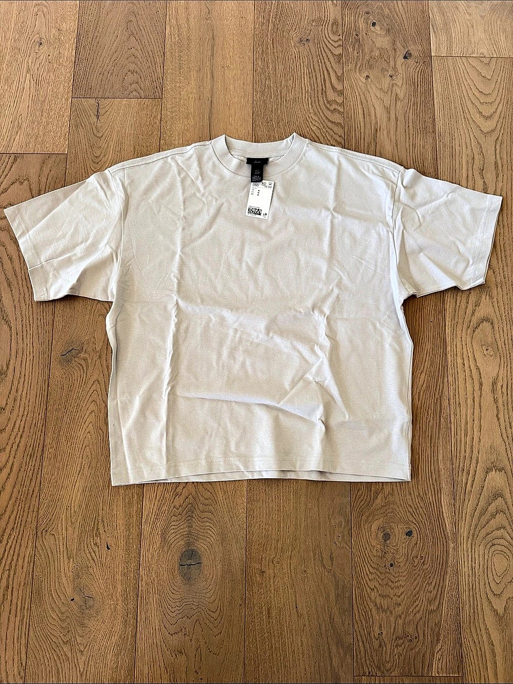 H&M Oversized Fit T-Shirt Cotton Tee light Gray Medium